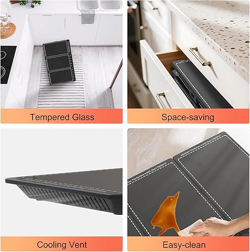 Miniatura 6 de Bandeja de calentamiento eléctrica, alfombrilla de calentamiento para alimentos modular y portátil, 3 ajustes de temperatura, temporizador de 4 horas