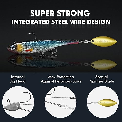 Miniatura 4 de TRUSCEND Easy Catch Pre-Rigged Soft Lures, Unique Vibrating Swim Action and Trembly Sinking Move for More Bites, Amazing Soft Swimbait for Family