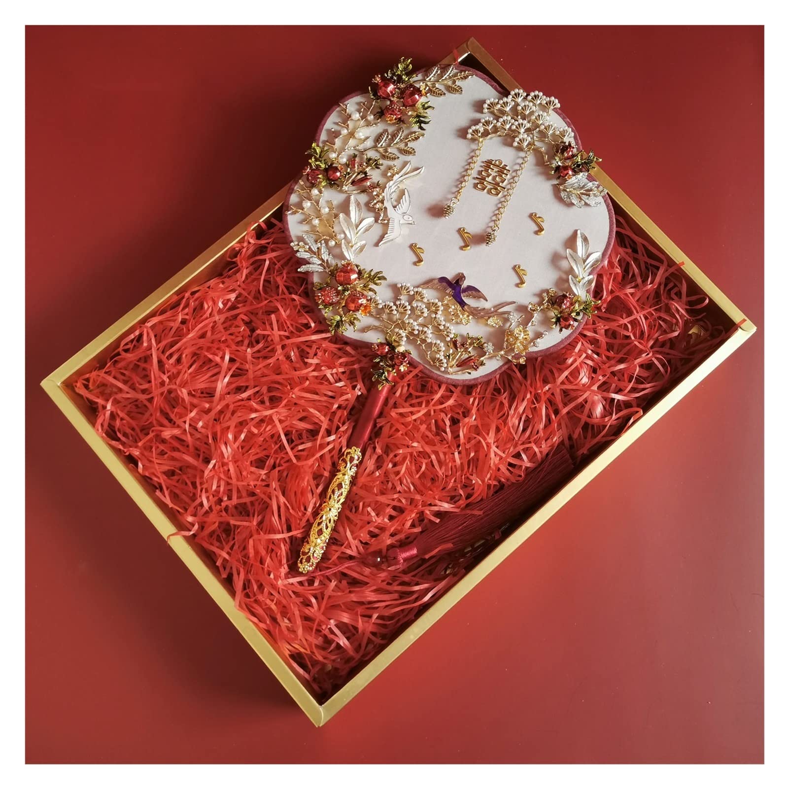 Wedding Fan Bouquets Handmade Bride Hand Held Photo Props Chinese Ancient Bridal Accessories Gifts