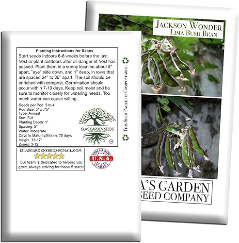 Miniatura 6 de Jackson Wonder - Semillas de frijol Lima Bush para plantar, más de 50 semillas de reliquia por paquete, semillas de jardín de Isla (semillas de