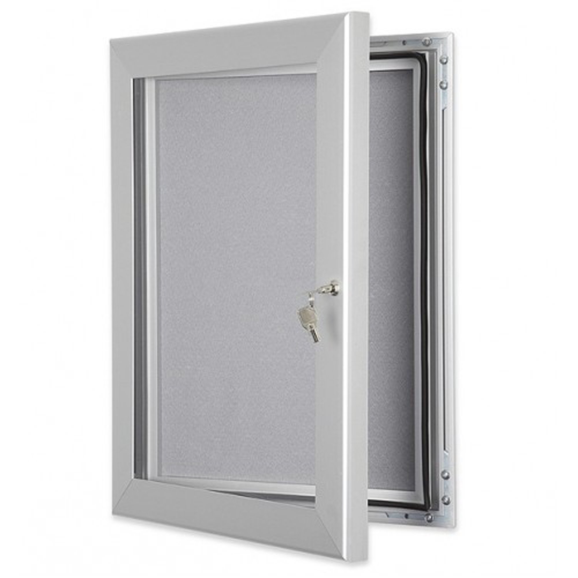 Silver Outdoor Lockable Pin Boards - A4 - Grey Felt