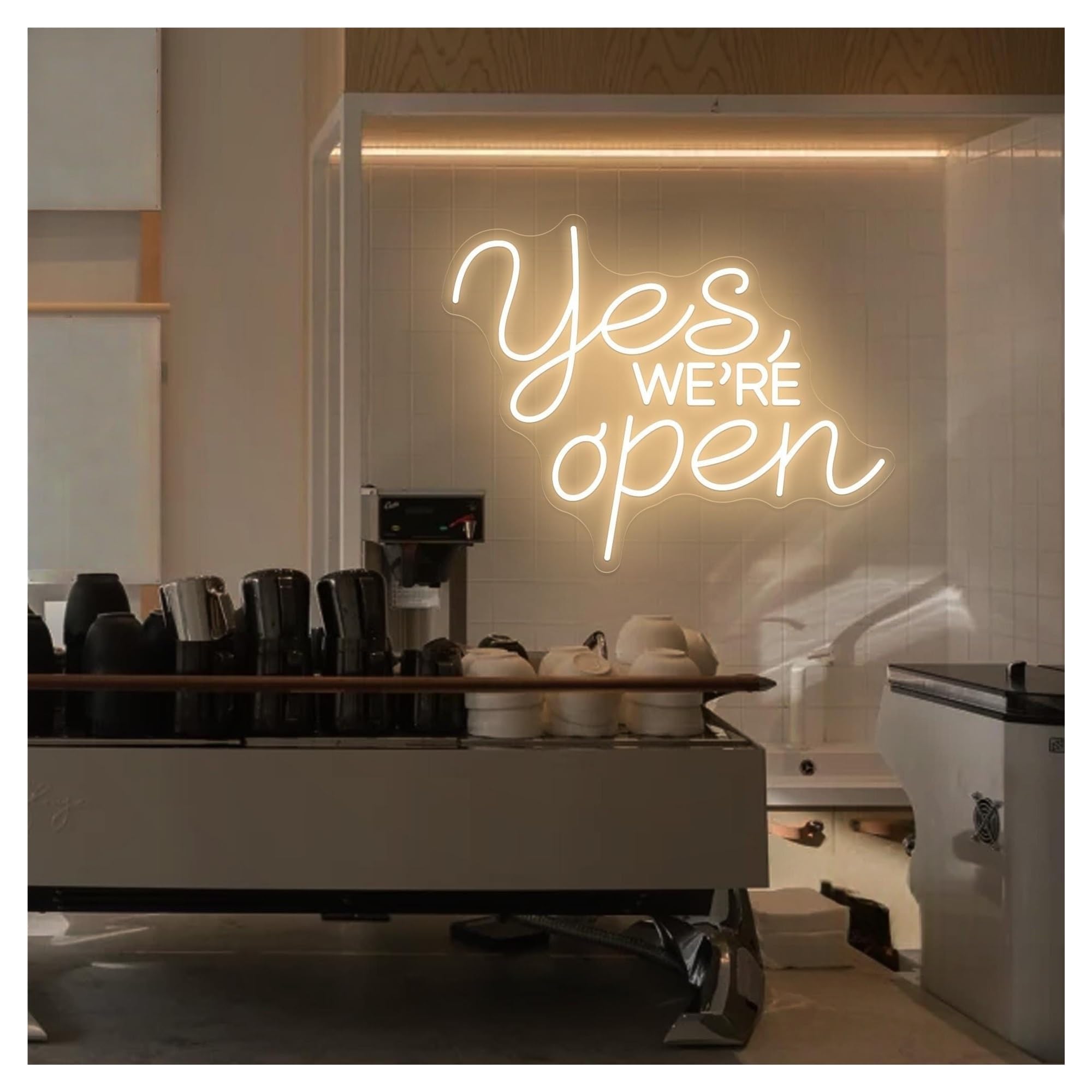 Shouxi A Sign Lamp Yes We're Open Neon Sign, Business For Dessert Shop Pet Cafe Window Decor 45Cm(A)