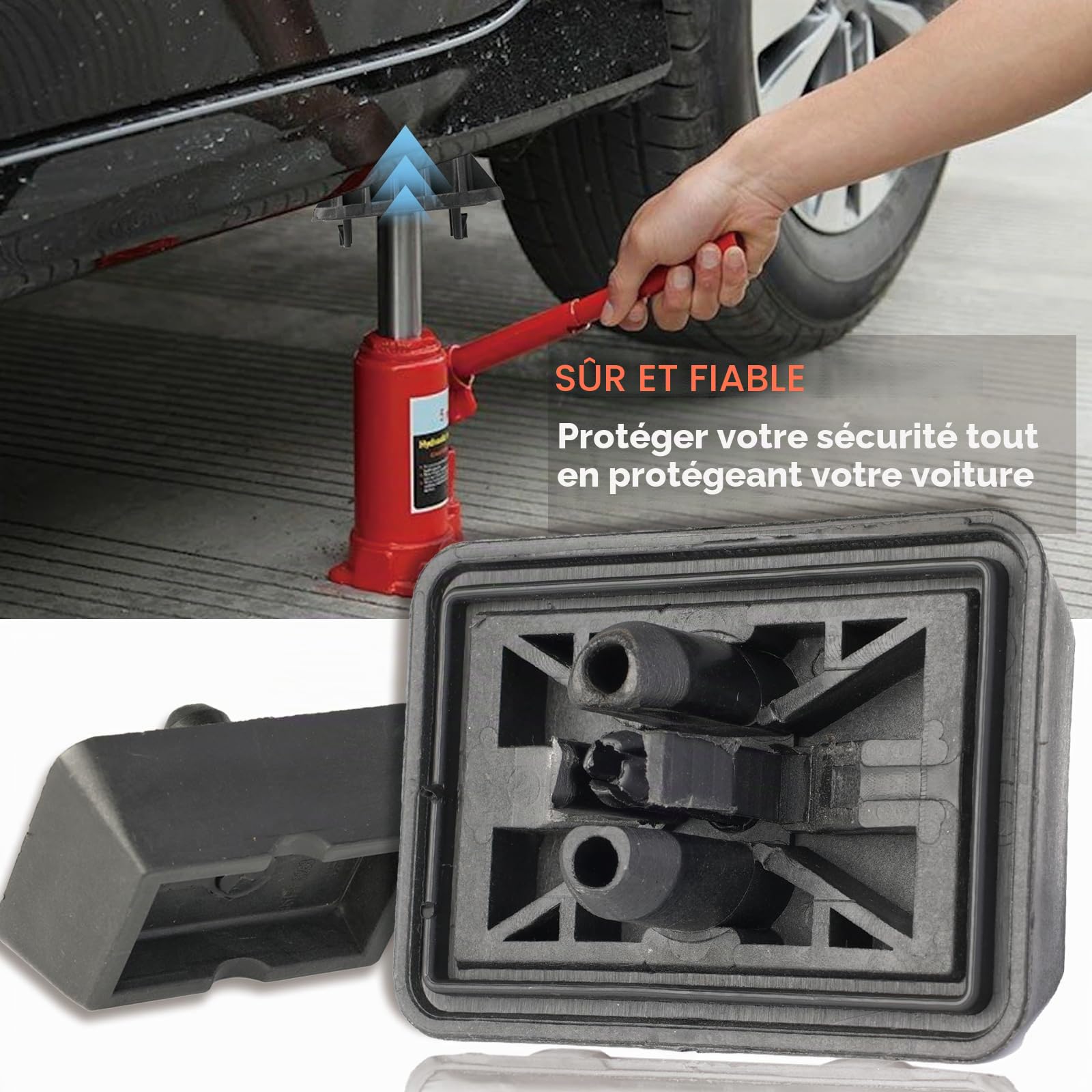 4 pièces de support de cric avant et arrière, cric rectangulaire en plastique, coussin de cric sous support de véhicule 51718268885 pour BMW E36 E46 E63 E64 E65 (4 pièces)