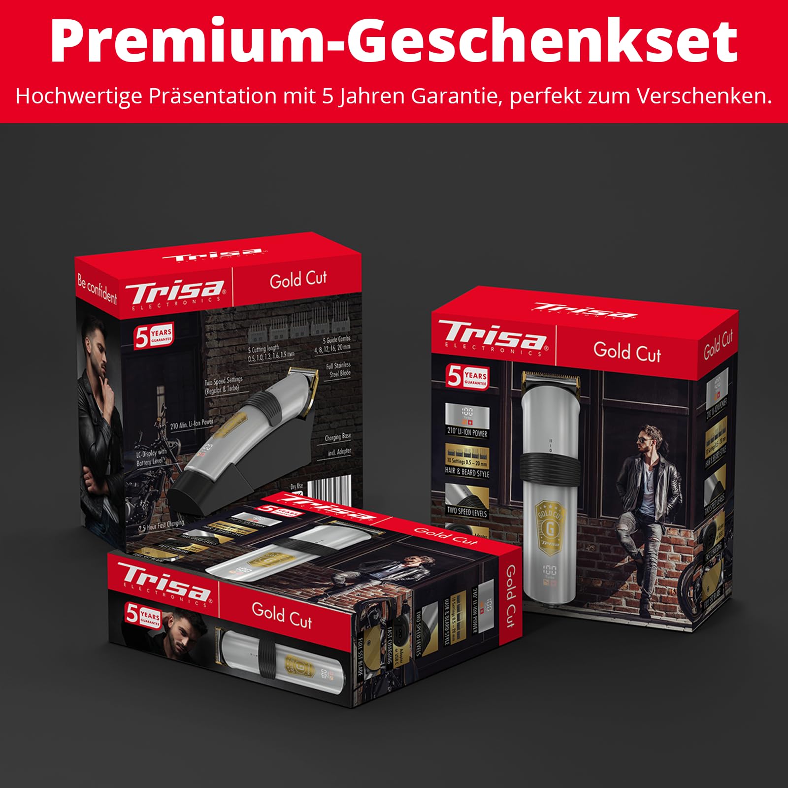 Trisa Gold Cut Haarschneider, 210 Min Laufzeit, USB-C & Turbo-Mode