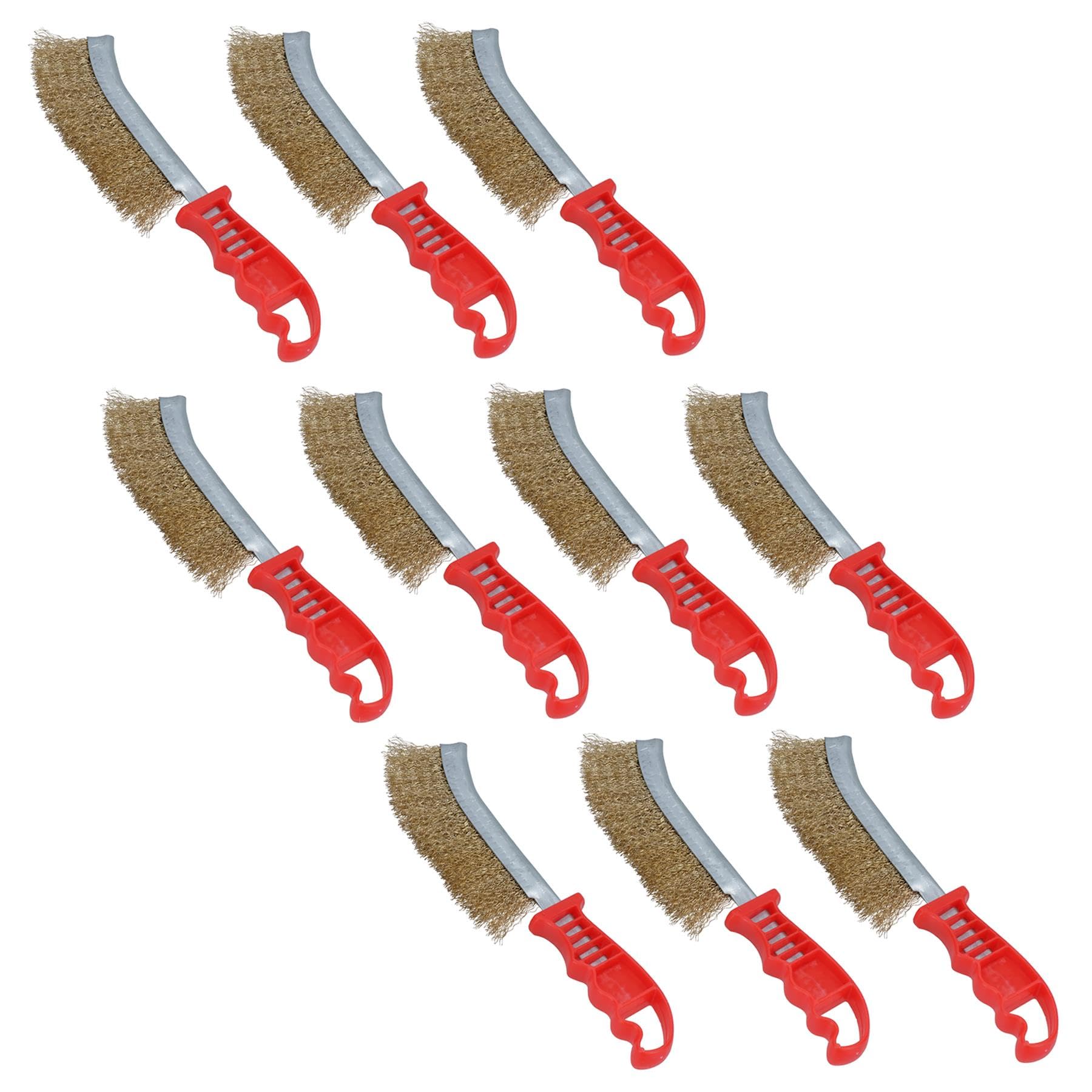 Brass Plated Crimped Wire Rust Removal Cleaning Hand/Spid Brush 10 Pack AU020