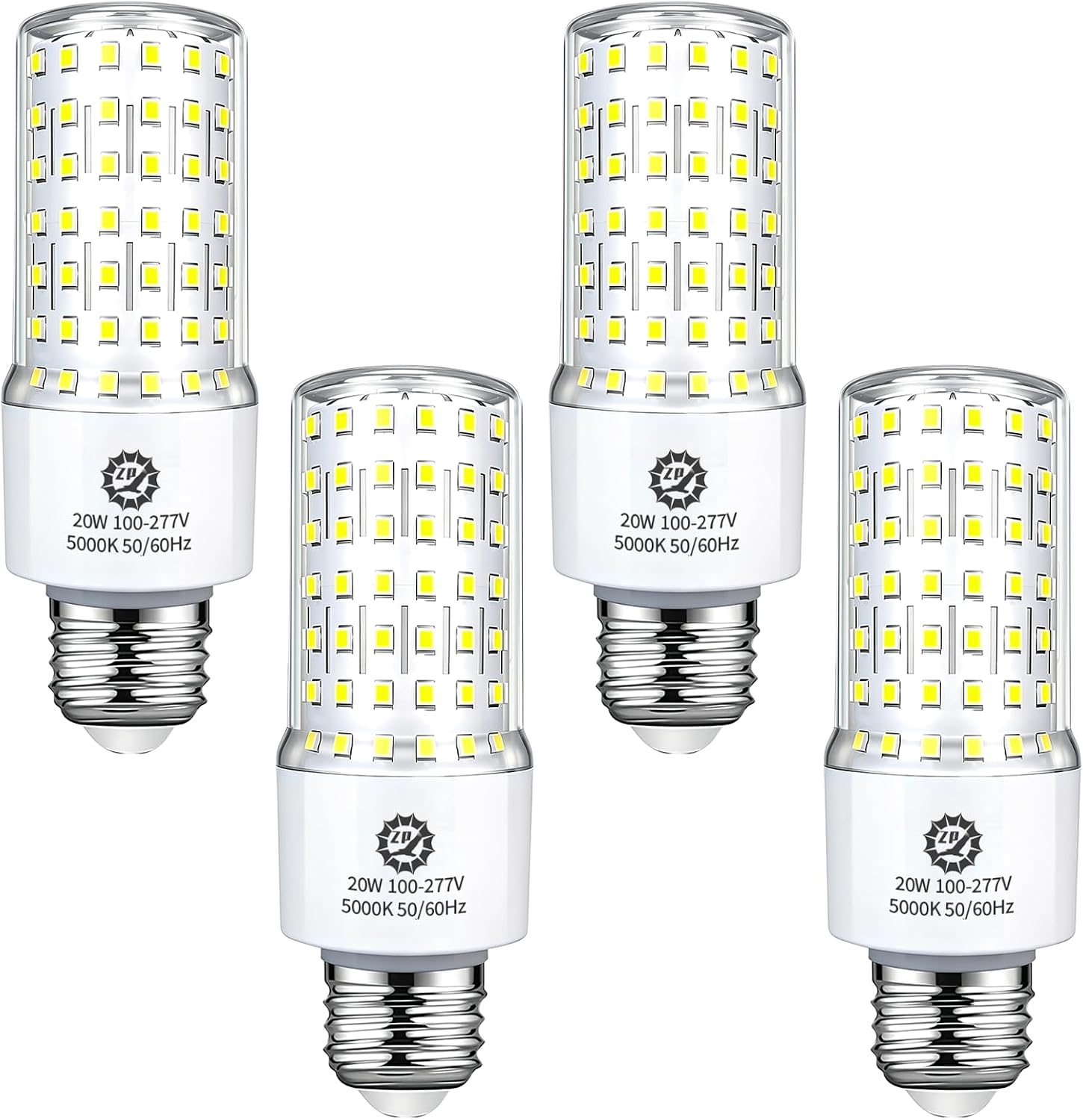 ZP 20W LED Light Bulb 4 Pack 4000Lumens 5000K E26/E27 Base