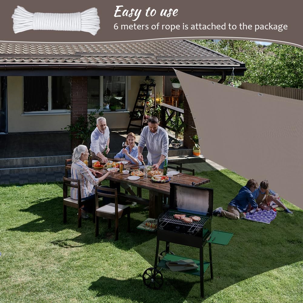 Sonnensegel Wasserdicht, Sonnensegel Rechteckig Mit Ösen, Markisenstoff UV Schutz 95%, Segeltuch Sonnenschutz Balkon Terrasse Mit Seil, Für Innenhof, Rasen, Garten, Park (Creme Farben, 1.5 * 2m)