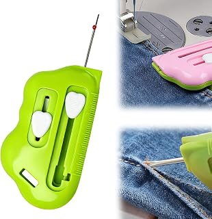 Magnetic Seam Guide for Sewing Machine with Seam Rippers & Needle Threader, 3 in 1 Multifucntional Magnetic Sewing Guide Hemmer with Scale,Universal Sewing Accessories (Green-Stitch Ripper + Threader)