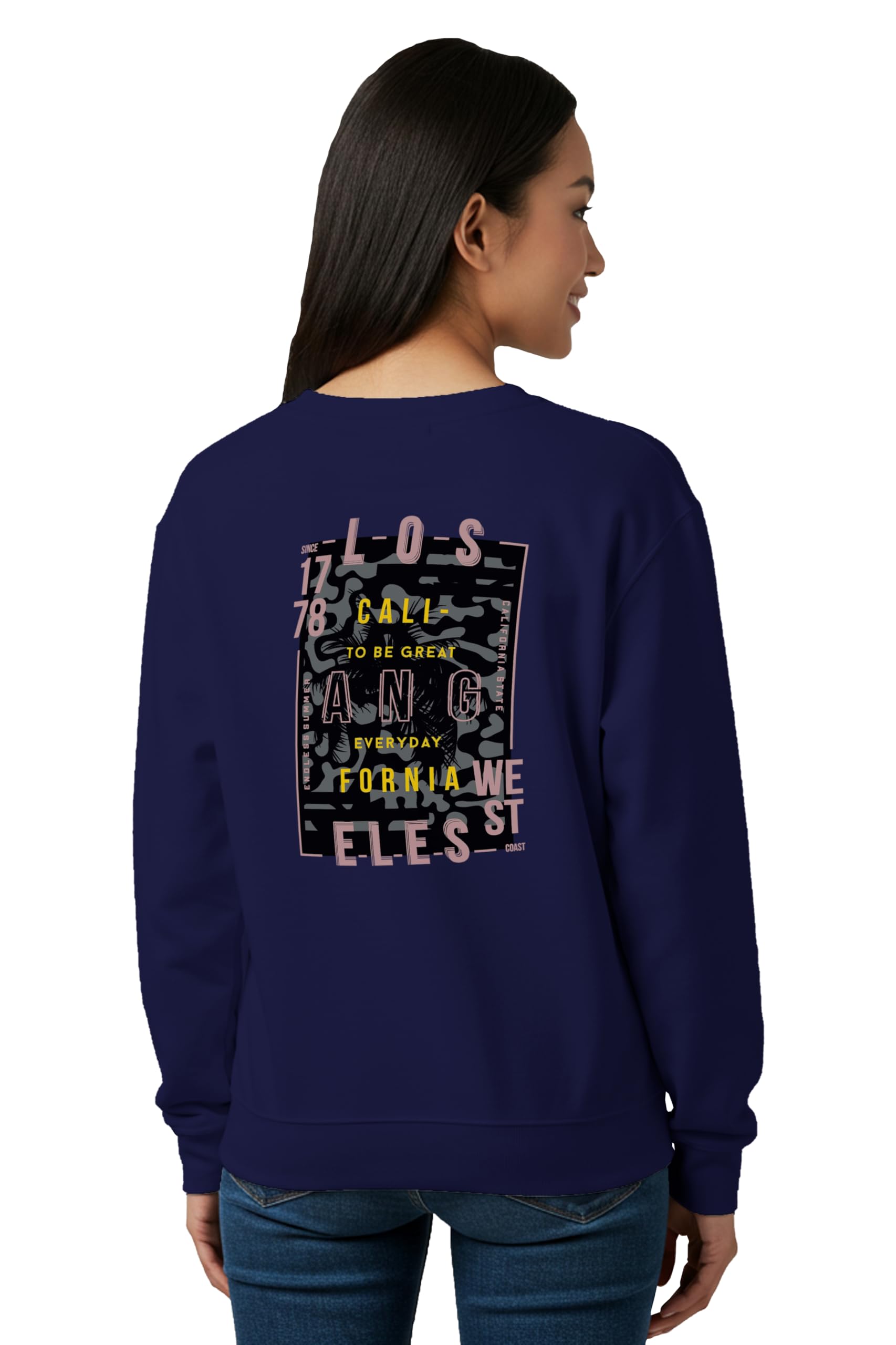 Winter Sweatshirt for Women Los Angeles 1778 Graphic Printed Round Neck Regular Fit Cotton Blend Gen Z Casual Sweatshirt-image-36