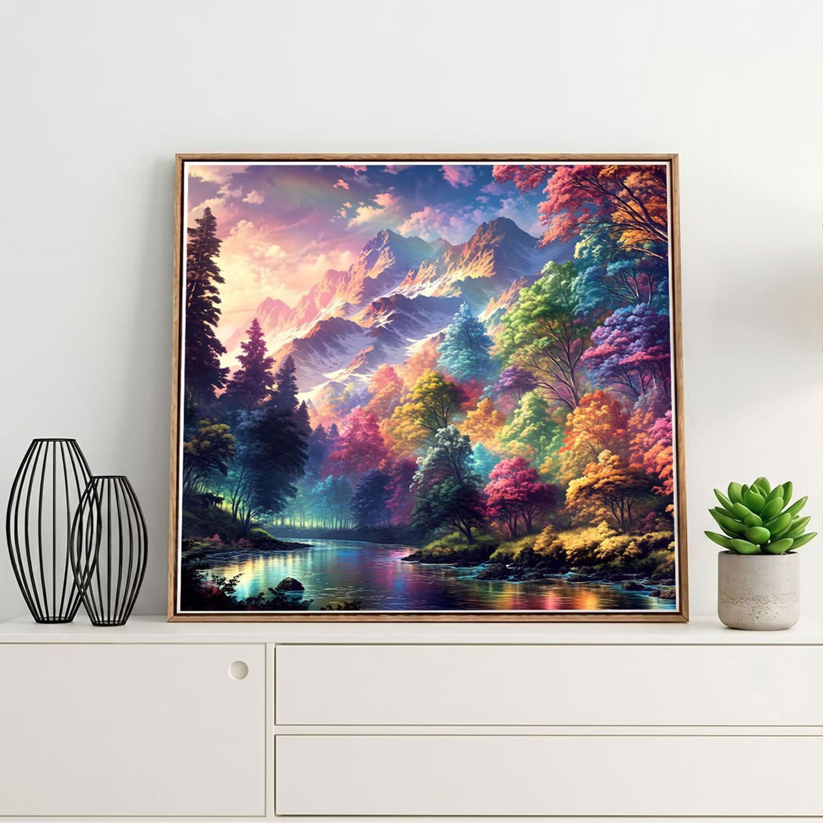 5D Diamond Painting Kit Completo, Diamond Painting Sogno DIY Hobby Creativi Adulti Pittura Diamante Strass Mosaico Kit per Bambini Principianti, Decorazioni Casa Parete Regalo Foresta 70x70cm FX#960