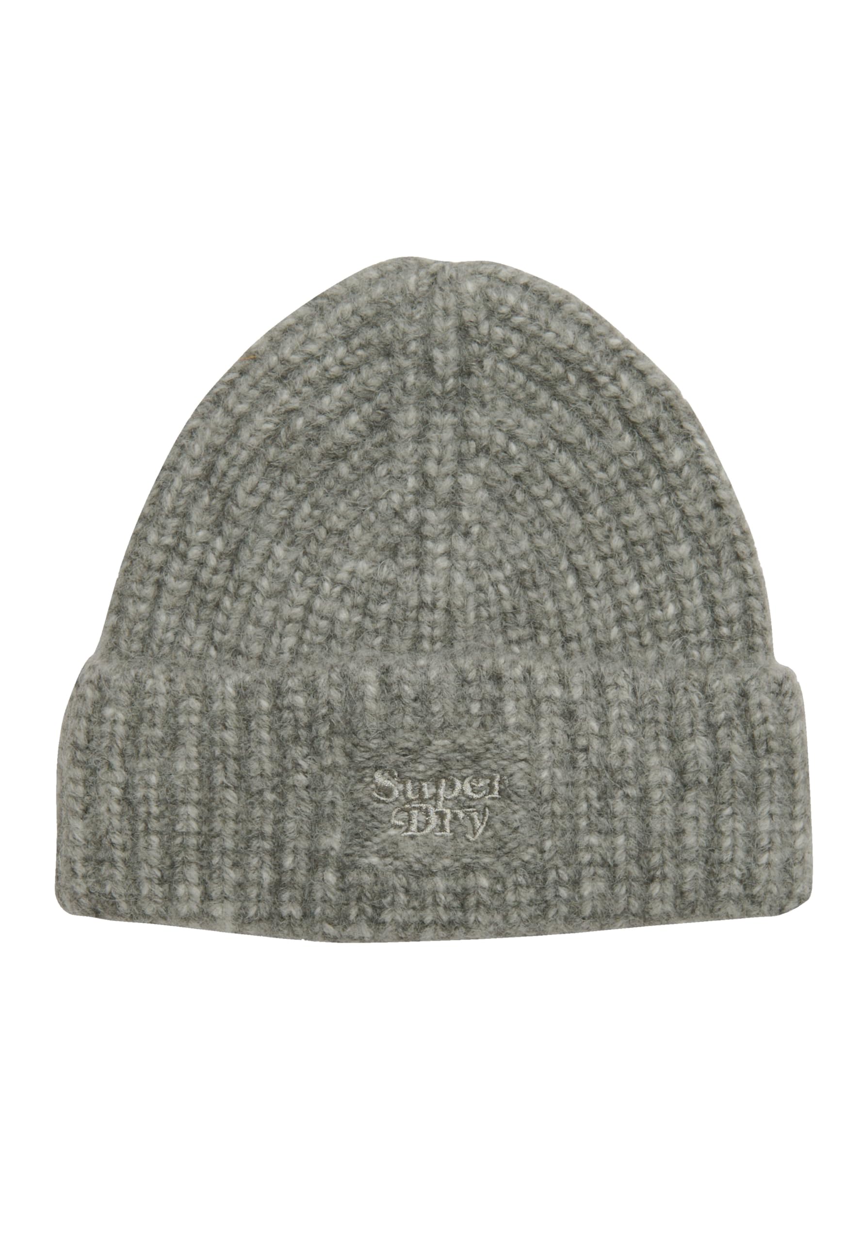 Superdry Women's Grey Marl Rib Knit Beanie Hat Baseball Cap For One Size