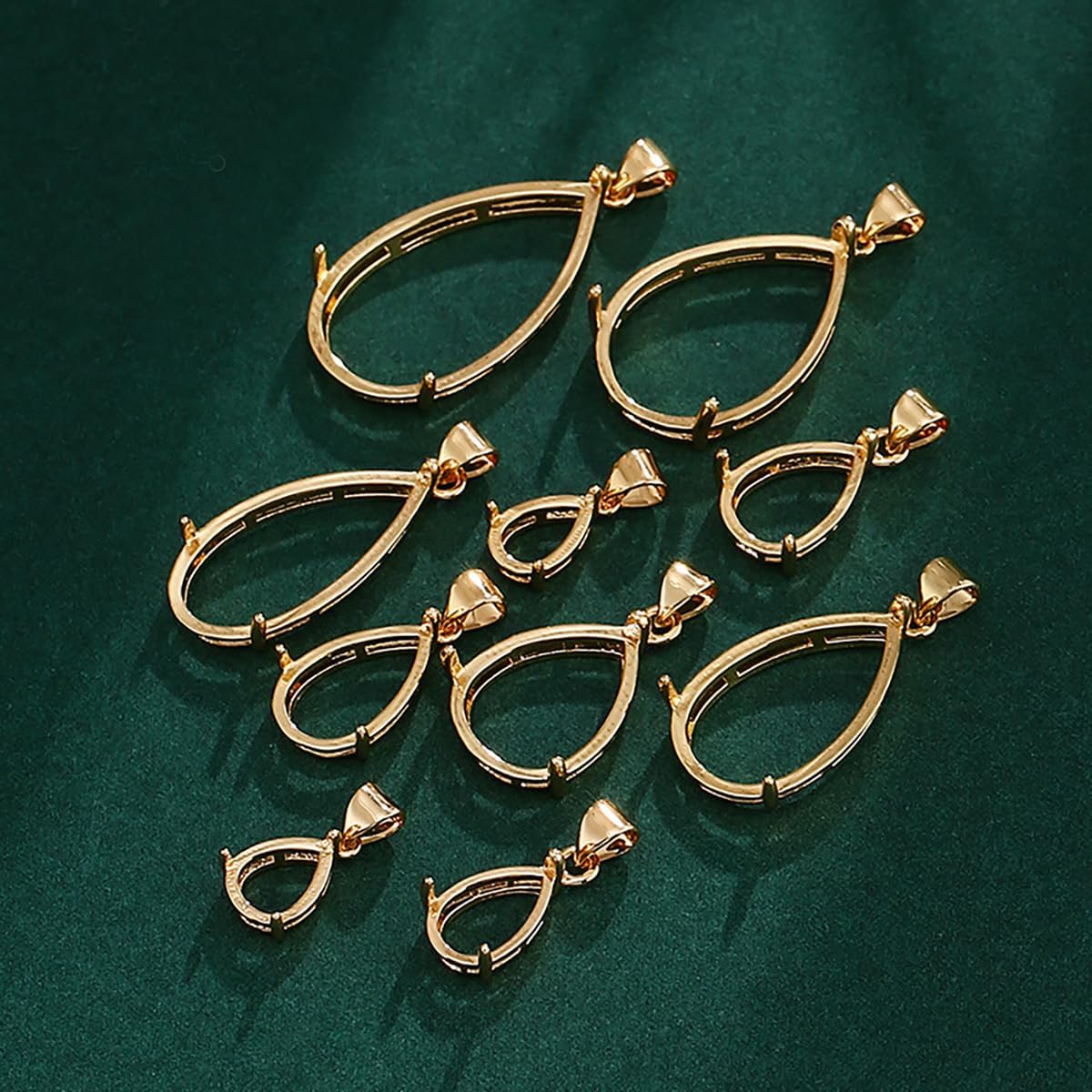 Solid 925 Sterling Silver Teardrop Cabochon Bezel Prong Pendant Settings Cabochon Pendant Base Tray for Jewelry Making Accessories