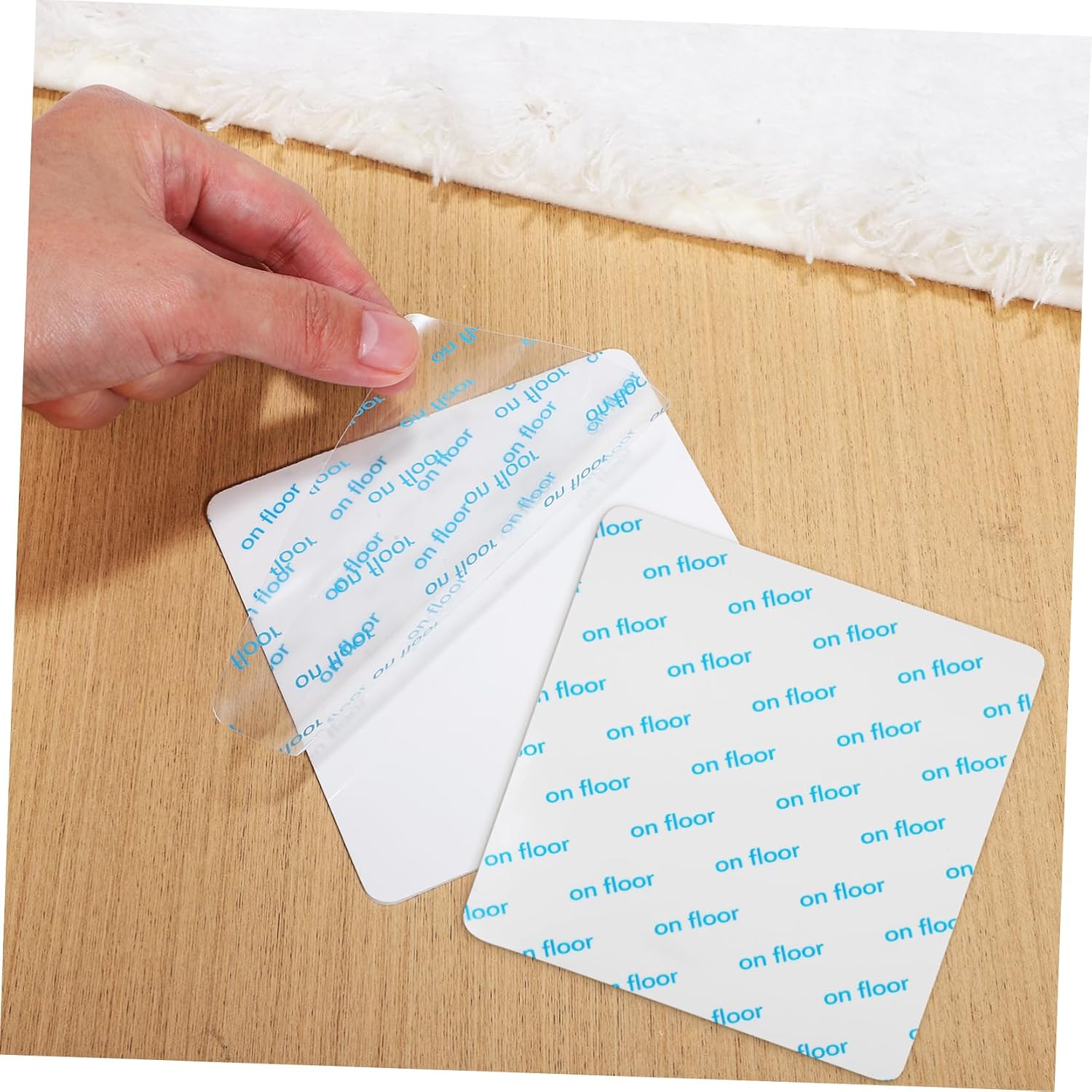 ERINGOGO 16pcs Non- Carpet Grippers Stickers Self-Adhesive Rug Tapes for Area Rugs Hardwood Floors Prevent Curling and Bunching Easy to Wash and Reusable