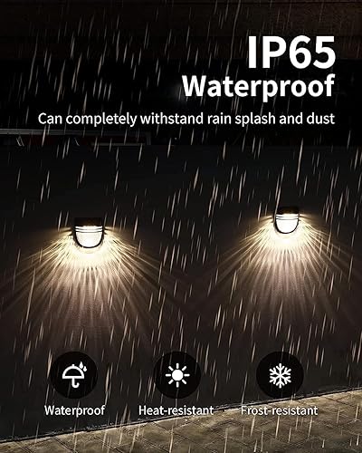 Miniatura 4 de Luces solares para valla al aire libre, paquete de 6 luces solares para terraza, luces solares de pared con 2 modos, luces solares para valla de