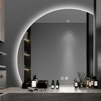 LED Mirror for Bathroom 40"x40", Asymmetrical Mirrors for Wall, Lighted Bathroom Mirror with Lights, Backlit, Anit-Fog, 3-Color Dimmable, MemoryRight Cut, 40"x40"