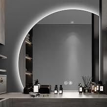 LED Bathroom Mirror 48"x48", Asymmetrical Led Vanity Mirror with Lights-Anti-Fog, 3 Colors Dimmable, Memory, Lighted Bathroom Mirrors for Bathroom, Living Room, Entryway