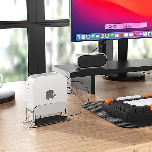 Miniatura 7 de Soporte de escritorio vertical de acrílico transparente para Mac mini M4M4 Pro 2024, soporte para Mac mini M4 con ranura de almacenamiento externa,