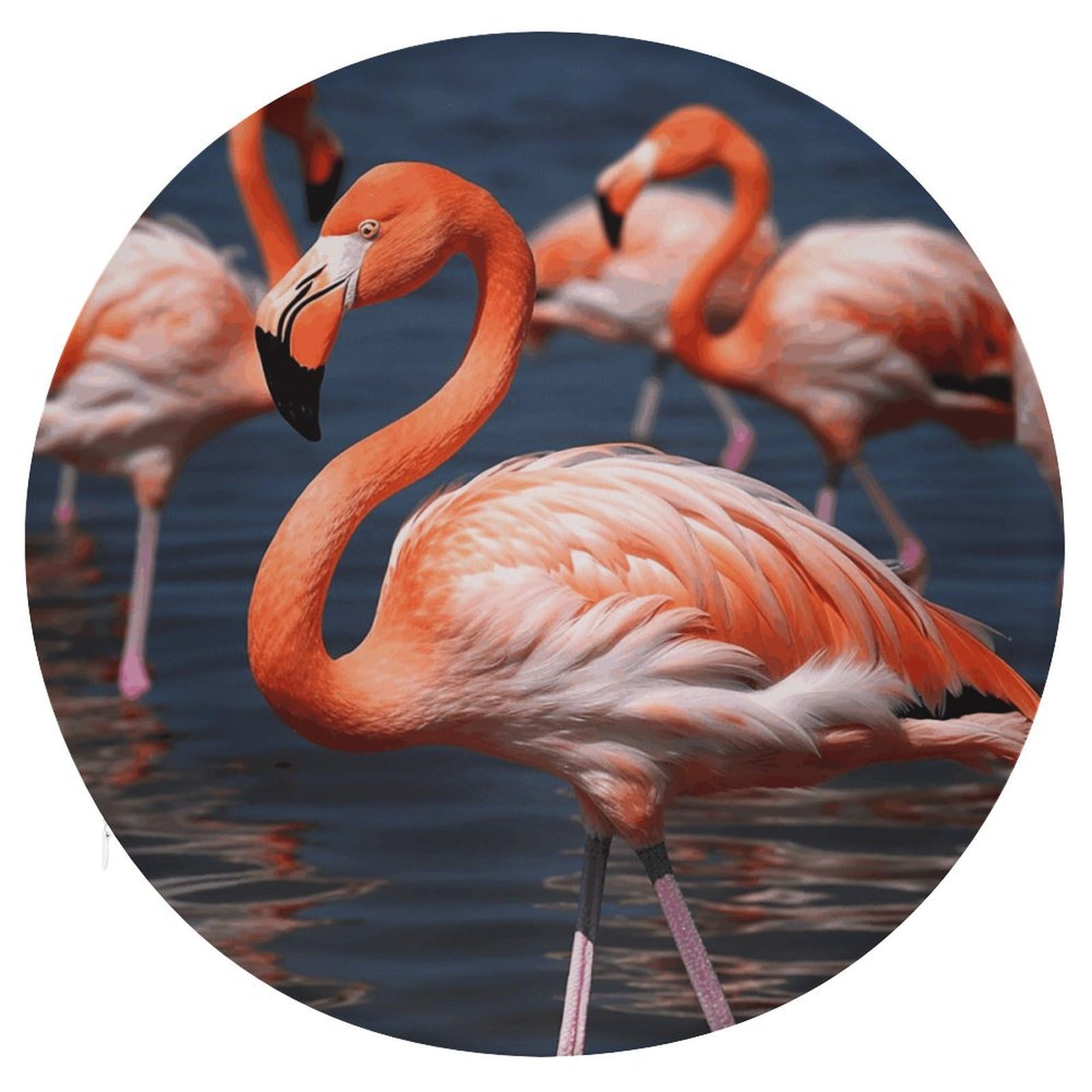 Coussin de sol de méditation rond 39 cm en mousse à mémoire de forme flamant rose