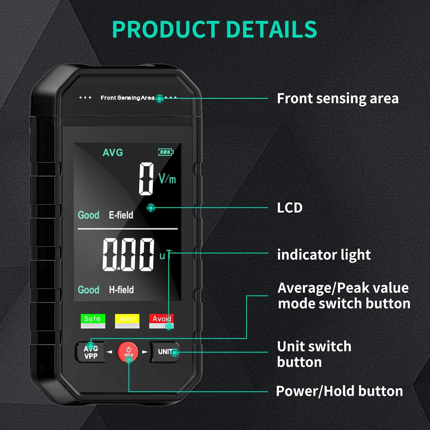 EMF Meter,Portable Digital Electromagnetic Field Radiation Detector for EF, MF,LCD EMF Detector, Suitable for Home EMF Inspections, Office, Outdoor