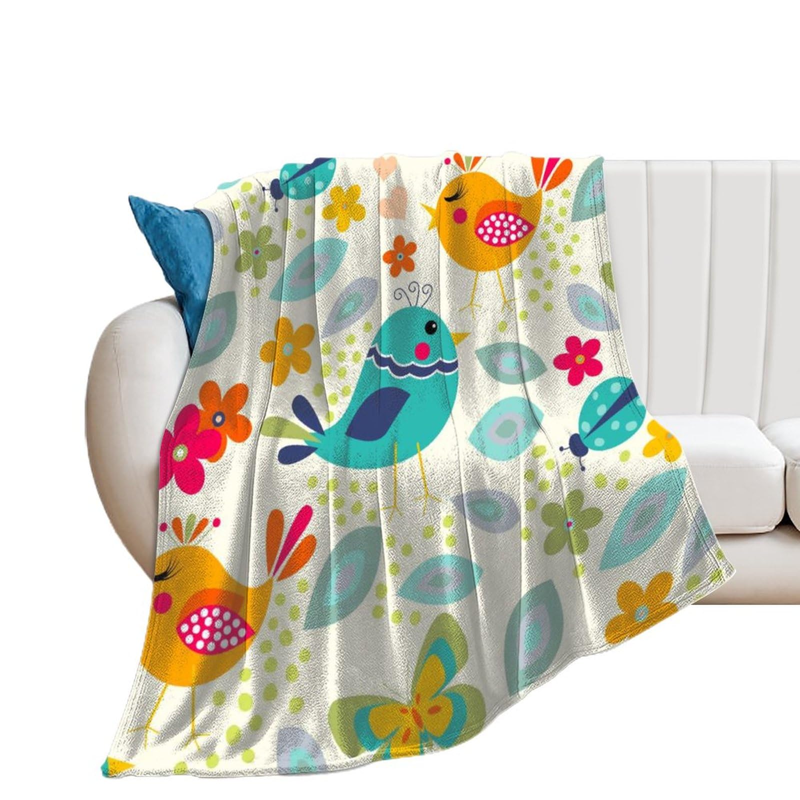 Couverture polaire oiseau mignon : plaid de canapé pour vos soirées