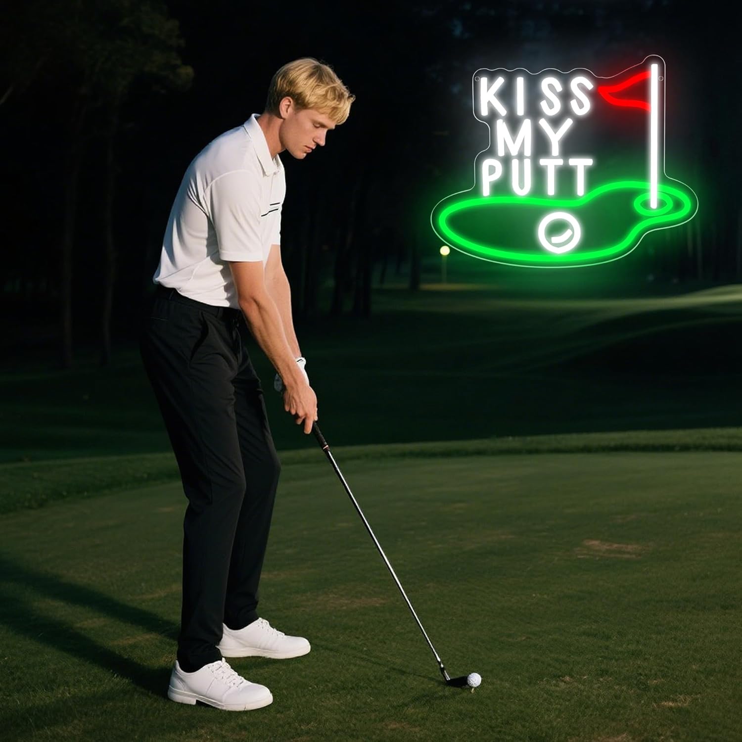 Golf Neon Sign for Wall Decor Golf Neon Light for Man Cave Green LED Light Up Sign for Club Bedroom Bar Bedroom Game Room Shop Party Birthday Gifts for Men Size14.1 * 11.3In(JTD287)