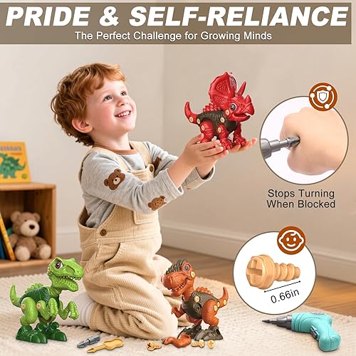 Miniatura 10 de Laradola Juguetes de dinosaurio para niños de 4, 5, 6, 7, 8 años, juguetes de dinosaurio desmontables para niños de 3-5, 5-7, juguetes de