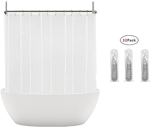 Miniatura 2 de Forro de cortina de ducha extra ancho de longitud corta de 65 pulgadas de largo x 180 pulgadas de ancho para bañera con patas de garra, forro de