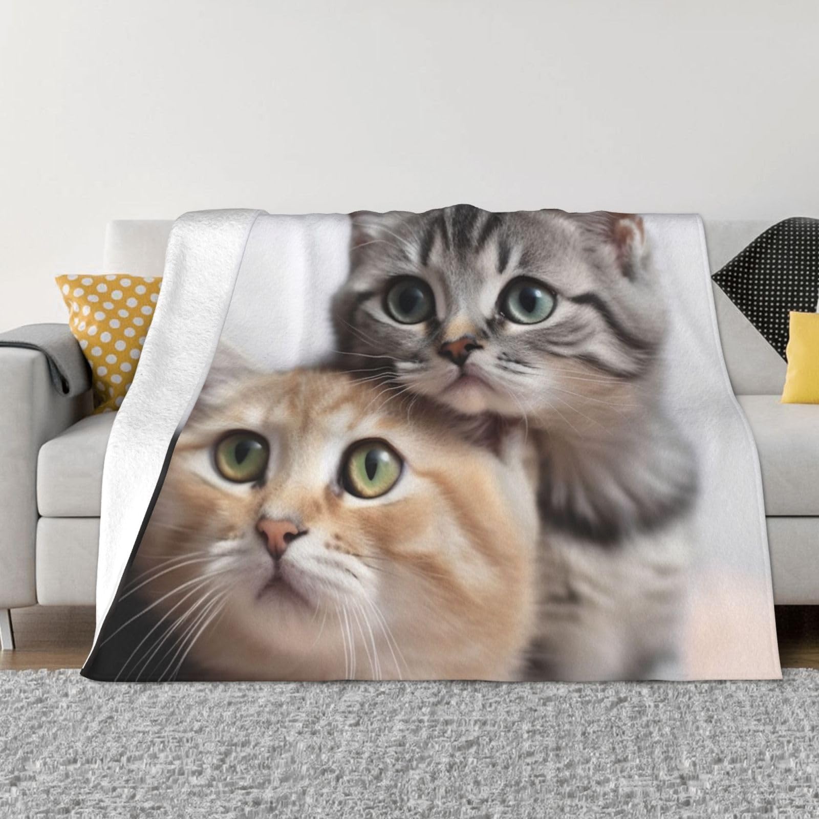 FodPand Cats Fleece Blanket 40"x30" Lightweight Warm Throw Blanket for Bed Couch Cozy Air Conditioning Quilt All Seasons Decorative Fuzzy Blankets Gifts for Women Men
