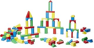 Melissa & Doug Wooden Building Block Set - 200 Blocks in 4 Colors & 9 Shapes (E-Commerce Packaging)