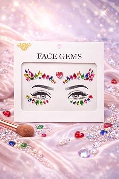 Rengarenk Kalp Detayl  Y z Ta  Face Gems Sticker