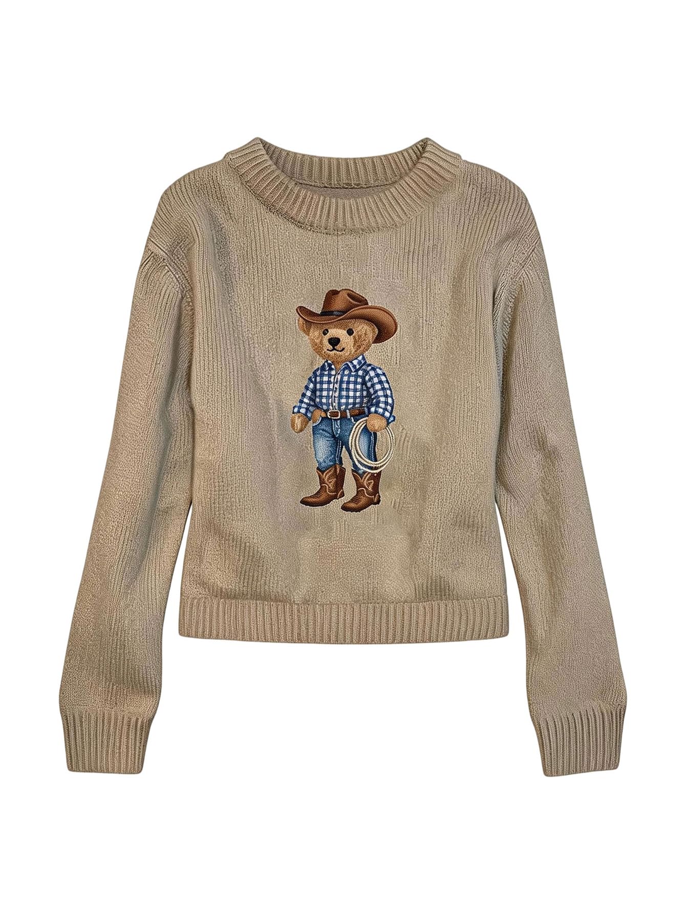 Women's Bear Sweater Cute Knit Pullover Top Vintage Fall Fashion