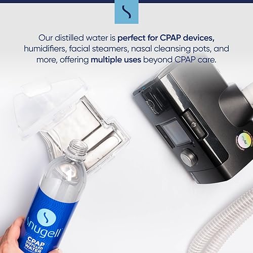 Miniatura 3 de Snugell Agua destilada embotellada de tamaño de viaje para máquinas CPAP, (paquete de 6, 20 onzas cada una), suministro de hasta 12 días, multiuso