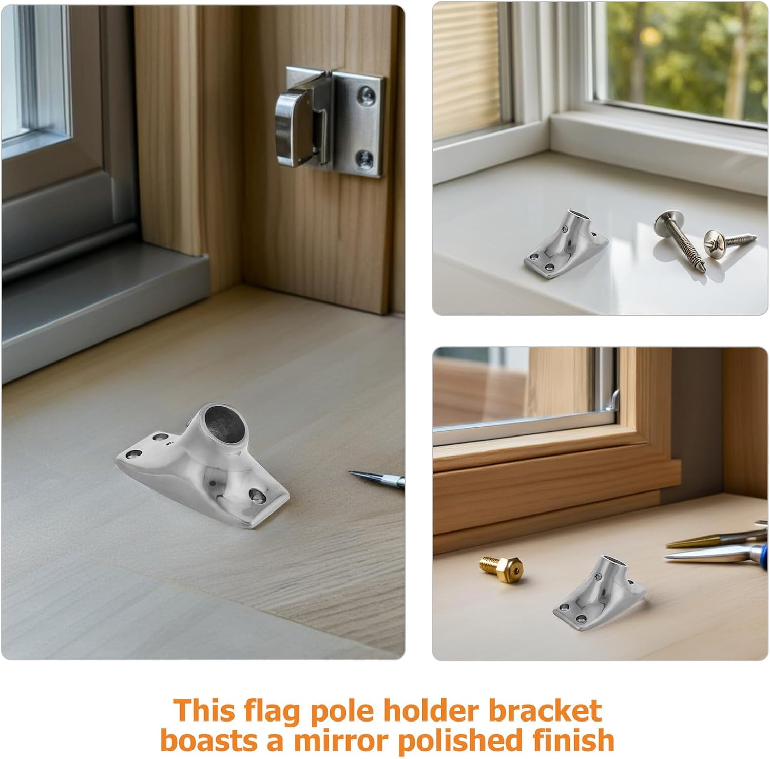 2pcs Stainless Steel Flag Pole Base Mount 20mm, Heavy Duty Yacht Flag Holder Bracket for Outdoor Boat Deck Hardware