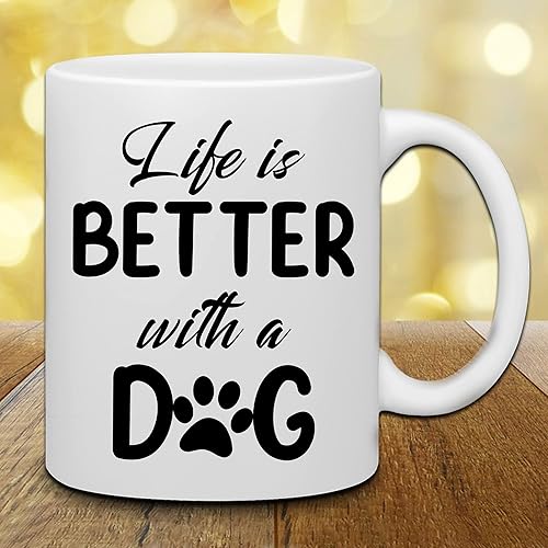 Miniatura 4 de WHIDOBE Taza personalizada para perros  Life is Better with a Dog (niña  perro)  Taza de café personalizada de 11 onzas y 15 onzas para los amantes