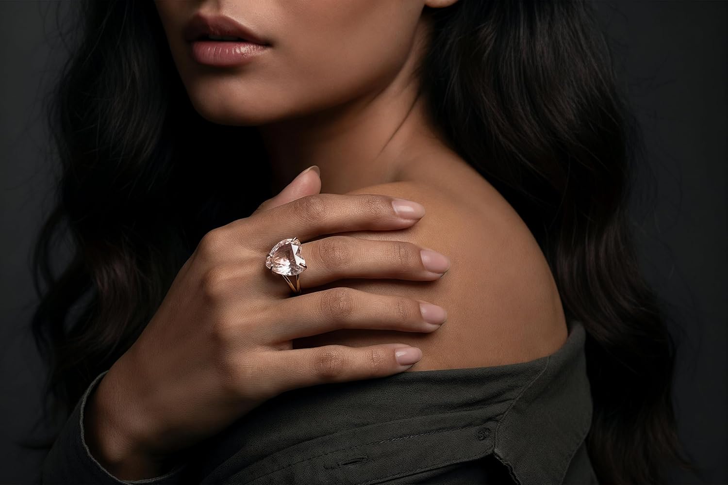 Rose Quartz Heart Ring - Pink Gemstone Cocktail Jewelry in 14k Gold Filled - Prong Set Self Love Statement Ring for Women - Bold Romantic Accessory