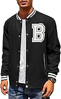 COOFANDY Men's Wool Blend Varsity Letterman Jacket - Lightweight Baseball Bomber for Fall Winter