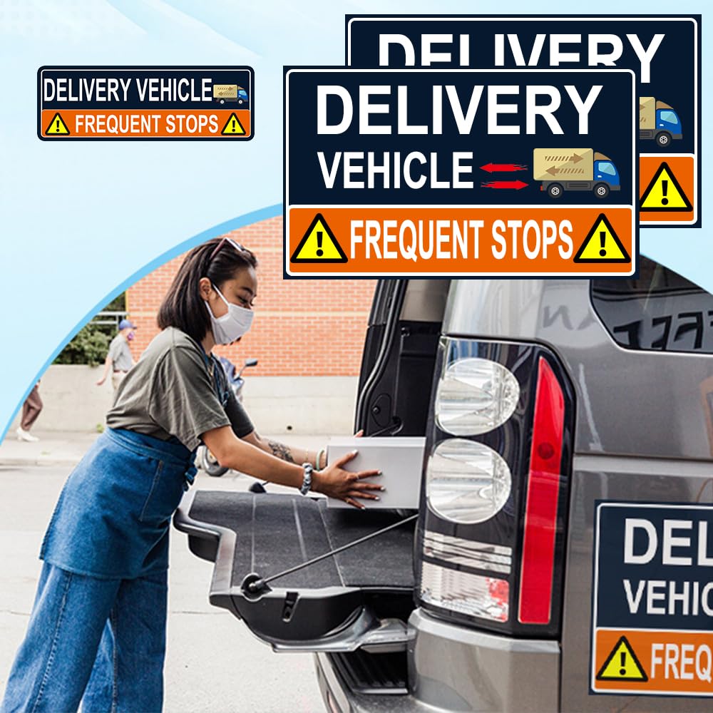 Delivery Vehicle Car Magnet,Delivery Sign for Car Driver,Delivery Vehicle Signs for Car,Reflective Delivery Vehicle Magnet for Car,Strong Magnetic Hold (20x12(2pcs)+12x4 3pcs)