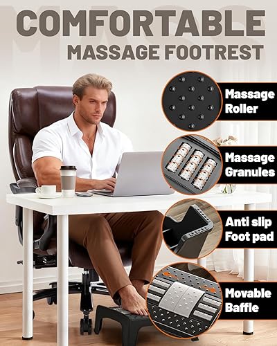 Miniatura 7 de Silla de oficina grande y resistente de 600 libras con reposapiés de masaje, silla de oficina grande y alta con soporte lumbar ajustable, silla