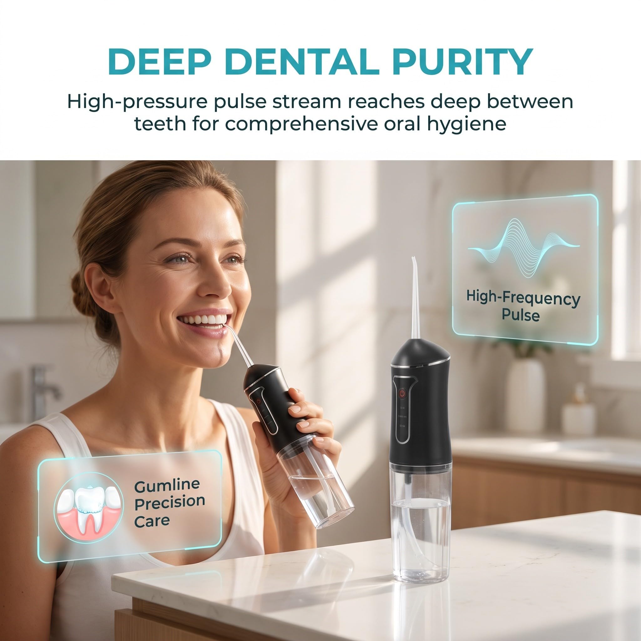 Zerodeko 1 juego de hilo dental eléctrico, limpiador de dientes de agua