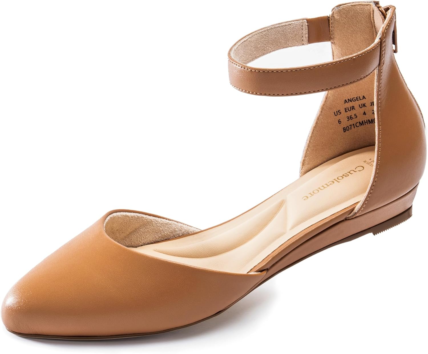 Women Flat Shoes with Ankle Strap, Low Wedge Heel Flats for Women, Comfortable Pointed Toe Dress Shoes for Work Business Wedding - Image 5