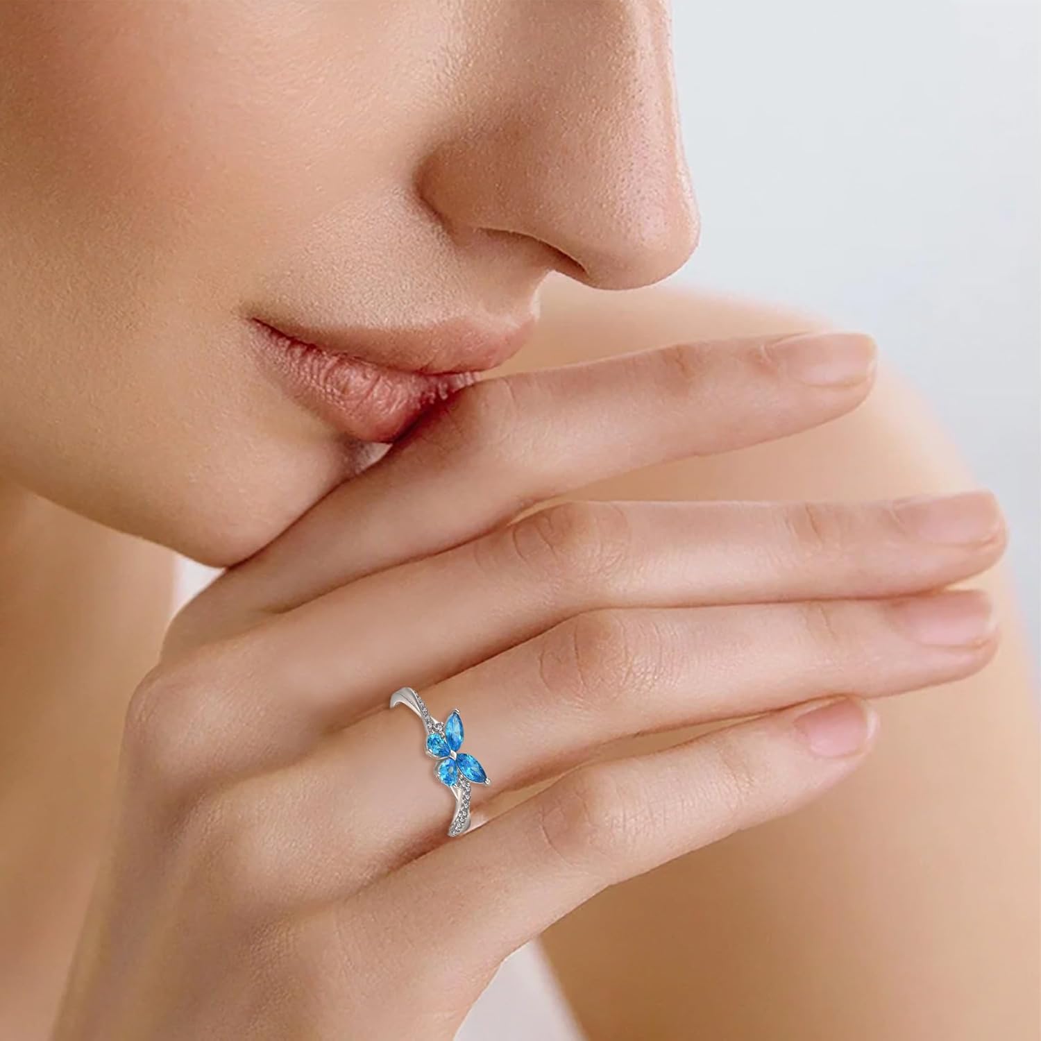 Twisted Ring 925 Sterling Silver Butterfly Rings Infinity Band Birthtone Jewelry for Women - Image 5