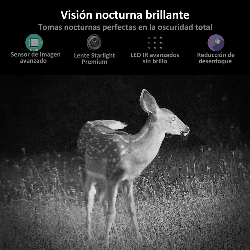 GardePro A3S Câmaras de Caça, Tarjeta de Memoria de 64GB 64MP 1296P H.264 Vidéo, Camara Fototrampeo con Alcance de Visión Nocturna de 30m y 0,1s Tiempo de Activación, LED IR de 940 NM No-Glow, IP66