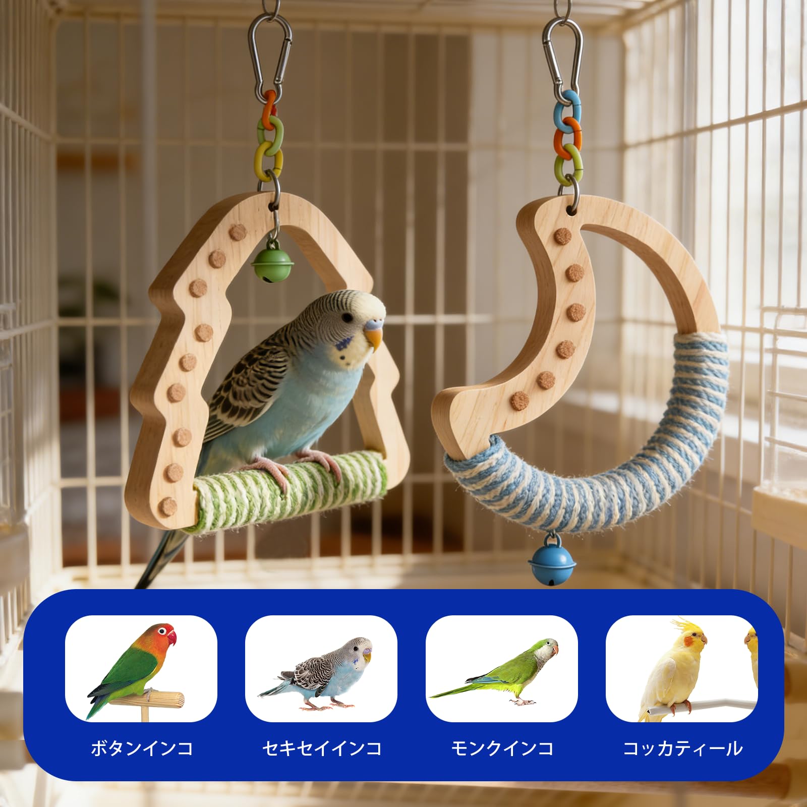 Amazon | Dazzlestar バードトイ 鳥おもちゃ インコ ブランコ 2個