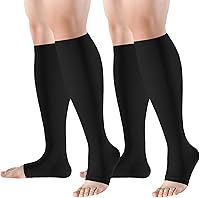 Vista 14 de bropite Calcetines de compresión sin dedos para mujeres y hombres, 2 pares de calcetines de compresión de punta abierta, soporte de 15-20mmHg