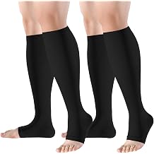 bropite Toeless Compression Socks for Women&Men-2/3 Pairs Open Toe Compression stocking Support 15-20mmhg Knee High Circulation