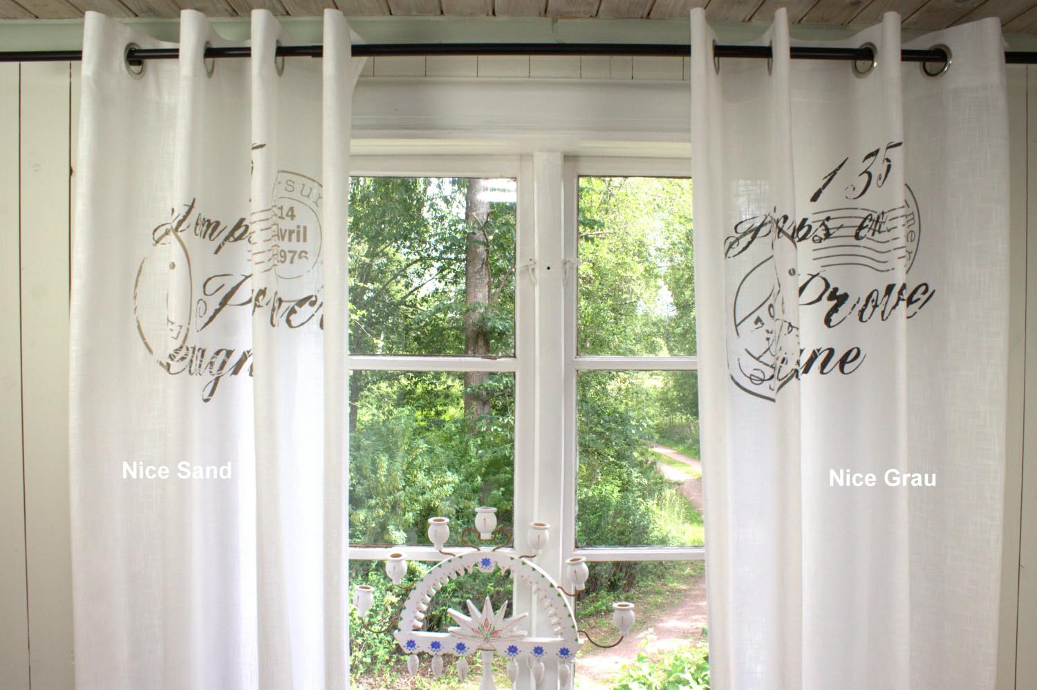 Raff Gardine Nice GRAU 100 x 100 cm BxL(H) Rollo Weiß Landhaus Vintage Shabby