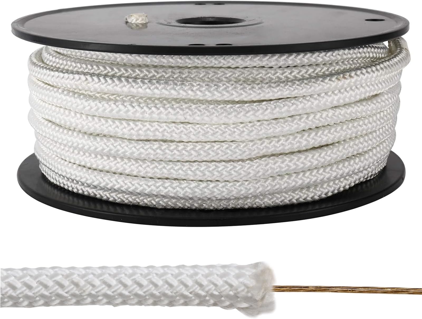 Artilife Flag Pole Rope 100 ft,5/16"(8mm) x 100 FT(30m) Wire Center Flagpole Rope,5/16 Braided Polyester Line with Steel Center Marine Grade