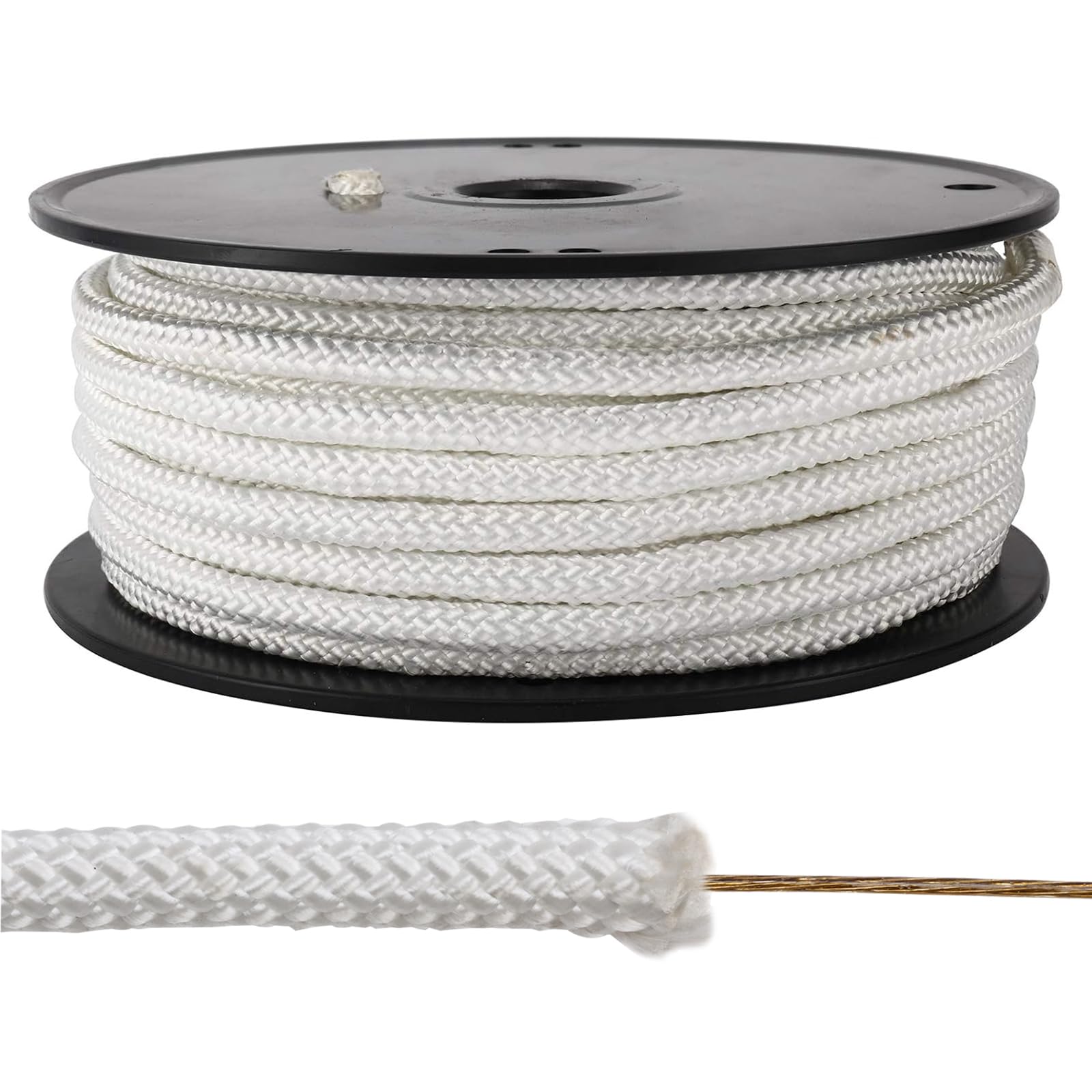 Artilife Flag Pole Rope 100 ft,5/16"(8mm) x 100 FT(30m) Wire Center Flagpole Rope,5/16 Braided Polyester Line with Steel Center Marine Grade