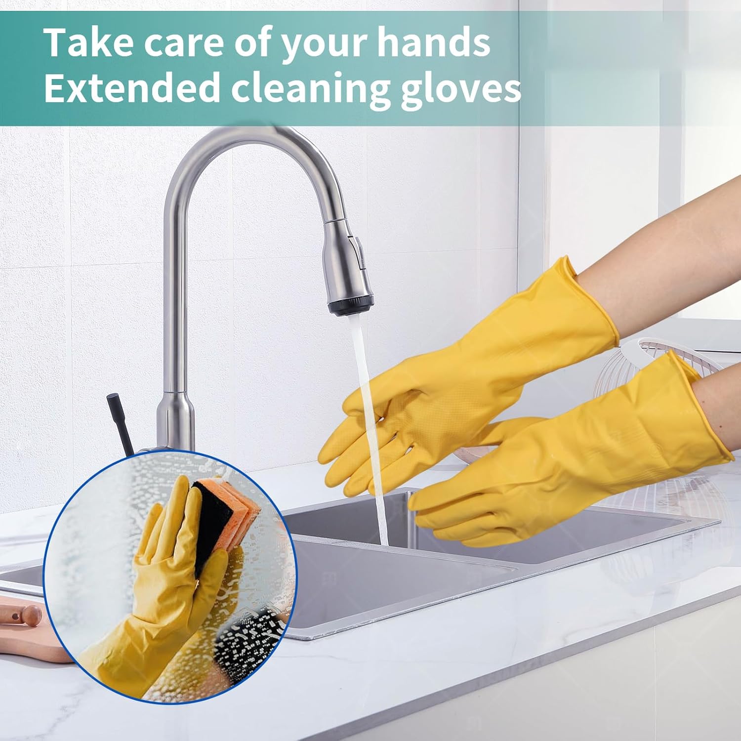 Side Press Wringer Combo Commercial Mop Bucket on Wheels, 35 Quart,Yellow, Including Commercial Mop and Rubber Gloves