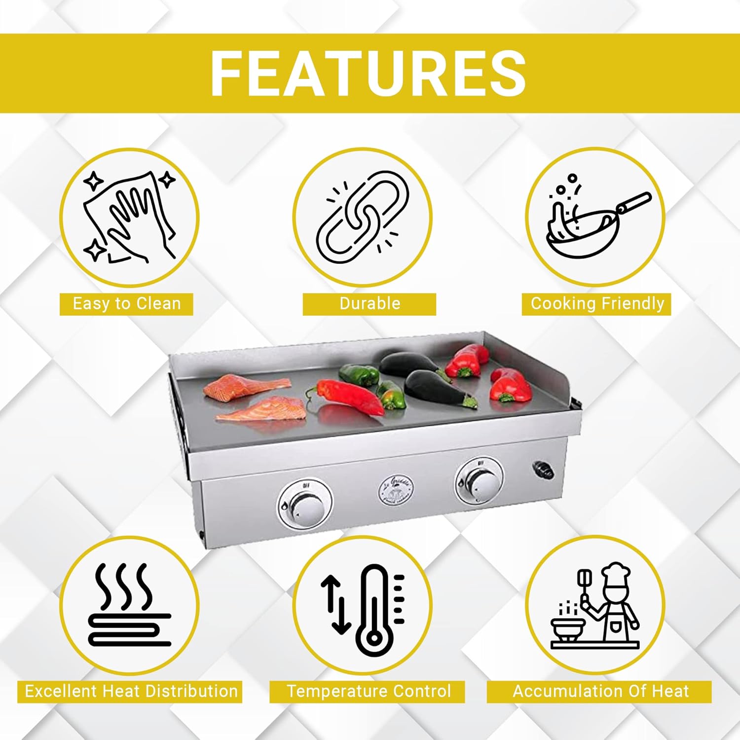 Le Griddle,2 Burners Stainless Steel 30" Griddle for Natural Gas, for Outdoor Grill Camping & Home Cooking, Easy to Clean & Durable 18,000 BTU’s Tabletop/Built-in